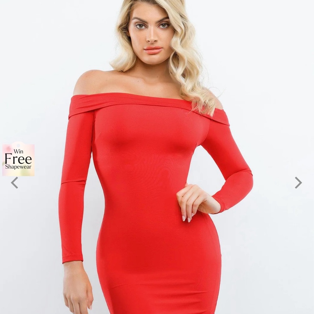 Elegant Red Off-Shoulder Dress